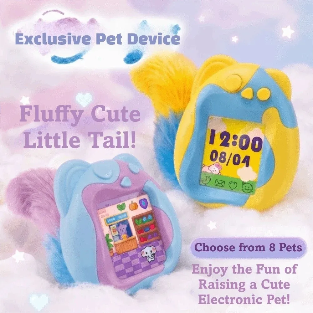 Color Screen Virtual Pet Keychain Mini Portable Pet Game Console Educational LCD Screen Electronic Pet Machine Kids