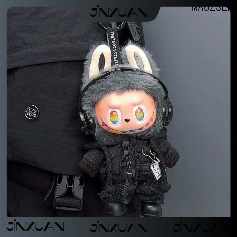 

Детская одежда Labubu для первых второй и третьих кукол, черные толстовки, штаны и обувь, стоящее и сидящее положение