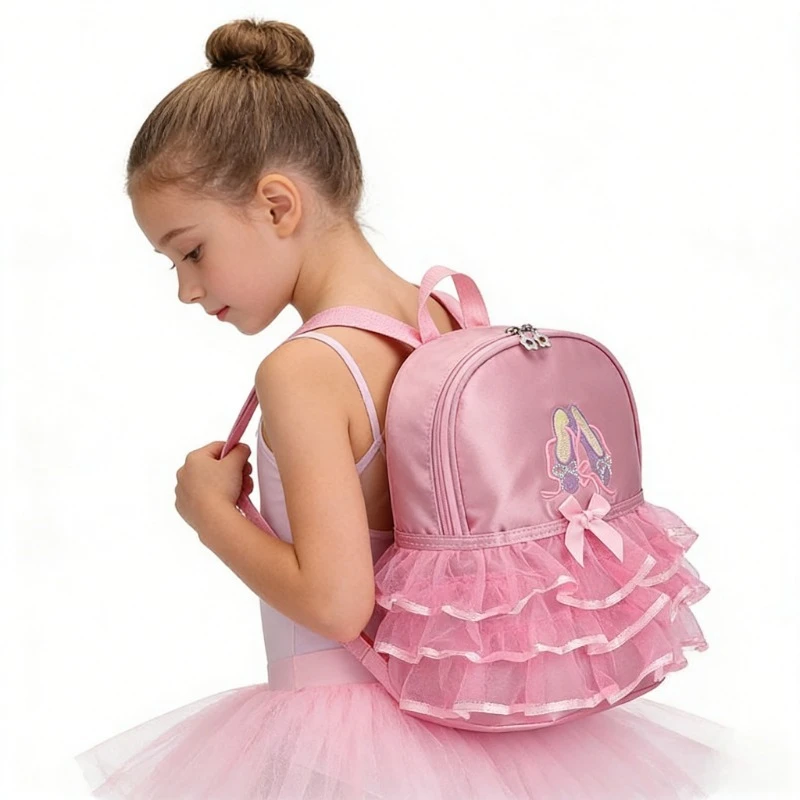 Children Kawaii Bag for Girl Dance Bag Kid Letter Pink Dancing Backpacks Girl Ballet Dance Bag Baby School Backpack