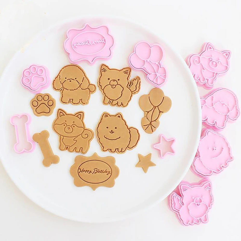 

Cute Dog Birthday Series Cookie Mold DIY Stampcookie Cutters Baking Accessories