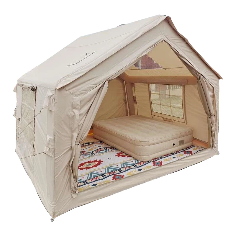 #￥Inflatable 4 Season Waterproof Windproof Outdoor Blow up Tent Easy Setup Glamping Tentswith Pump Made Oxford Fabric forCamping