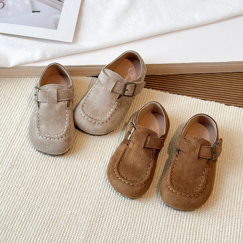 

Туфли на плоской подошве для девочек, весенне-осенние неглубокие лоферы для детей, удобные мягкие замшевые кроссовки для девочек, повседневная школьная обувь для детей 0101