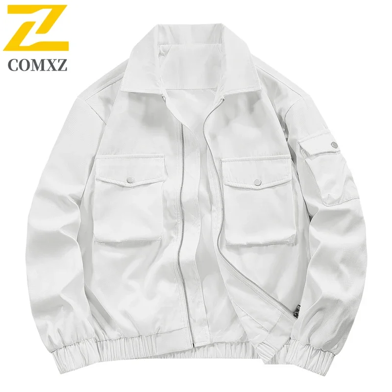 

Мужская камуфляжная рабочая куртка, осенняя модная и универсальная ветрозащитная и дышащая куртка с лацканами, уличная ветровка для поездок на работу