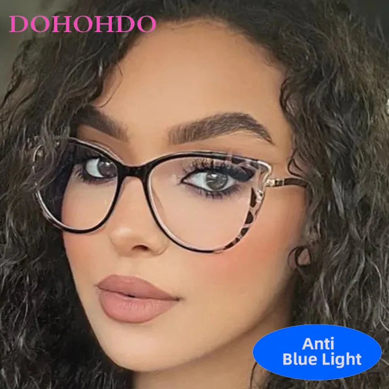 

Luxury Brand Designer TR90 Cat Eye Metal Blue Light Fashion Trendy Optical Glasses Men Women Computer Glasses Unisex Lentes Оч