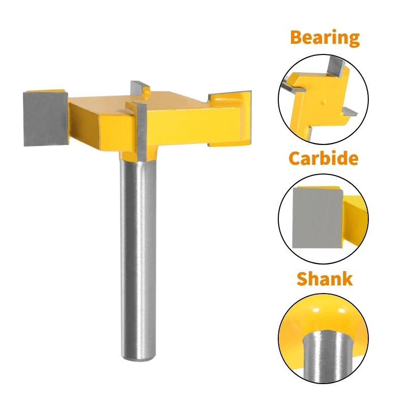 YUSUN 6MM 6.35MM Shank Z4 T Type Slotting Cutter With 4 Carbide Router Bit Woodworking Milling Cutter For Wood Face Mill