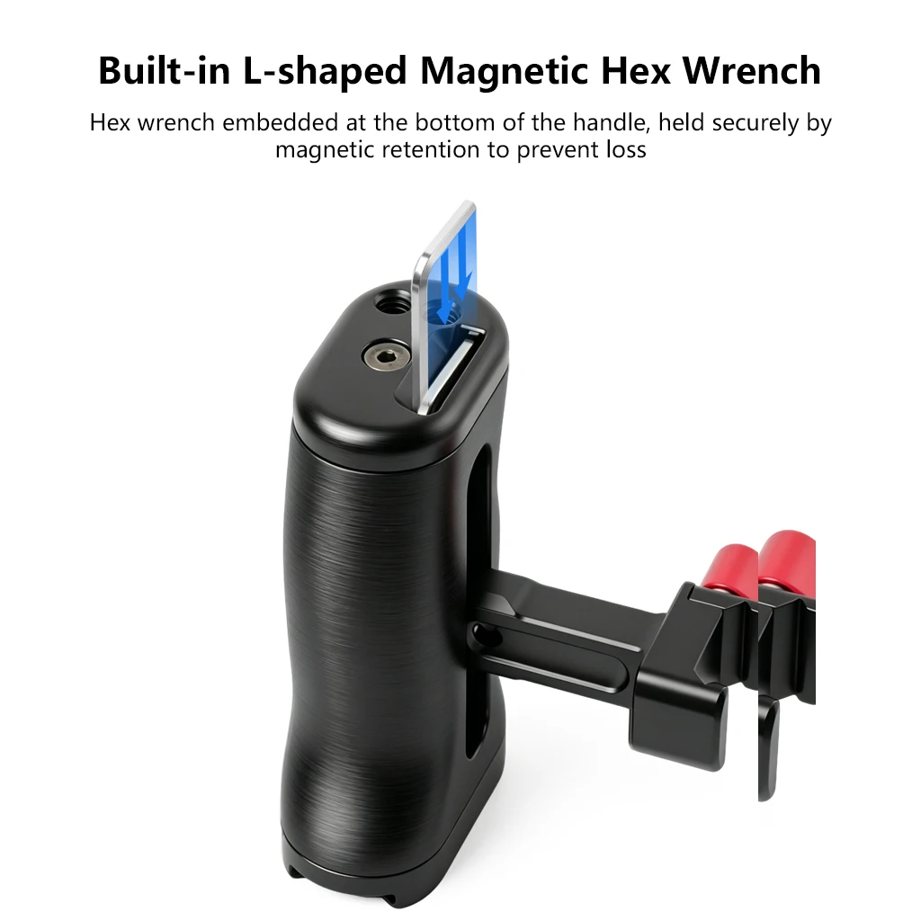 DSLR-Kamera-Cage-Rig mit NATO-Schienen-Seitengriff, rutschfester Gimbal-Hebegriff, Cold Shoe Mount, 1/4" 3/8" Gewinde, Ronin-Stabilisator – Detail 6