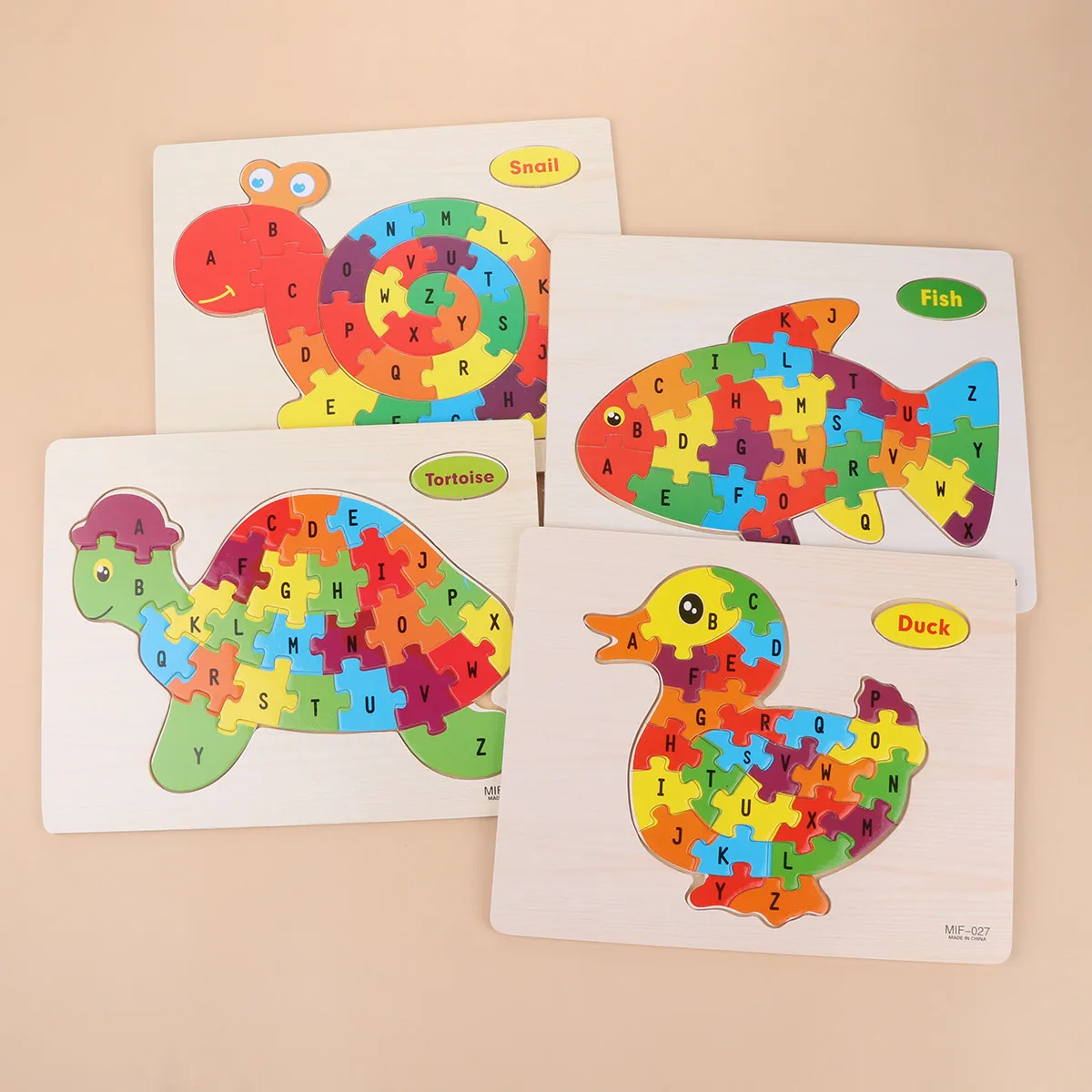 

4 Pcs Animal Shaped Puzzles Toddler Alphabet Learning Toys Early Education Kids Jigsaw Number Matching Children's