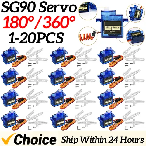 SG90 9G 마이크로 서보 모터 180/360 고정익 마이크로 기어 RC 로봇 헬리콥터 비행기 미니 자동차