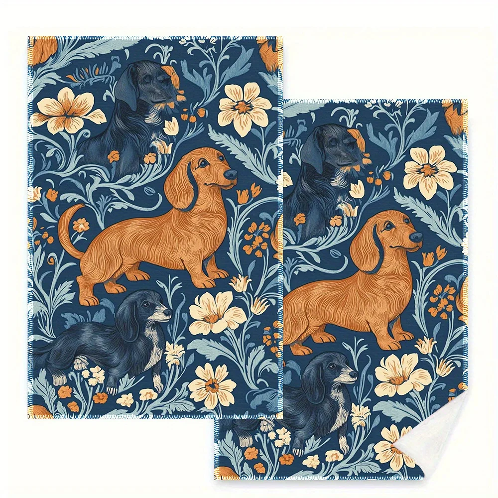 Aliexpress 2Pcs, Retro Floral Dachshund Kitchen Towels, 40Cm*60Cm Towel Set, Super Absorbent Soft Cleaning Cloth, Cooking and Baking Tea Towel, Hand Towel, Cleaning Cloth, Dishcloth, Kitchen Decoration, Living Room Decoration, Kitchen Essentials, Home Essentials - Aliexpress Deal