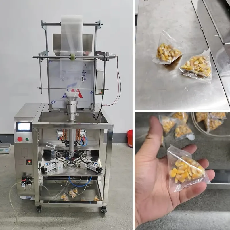

Автоматическая машина для упаковки треугольных пакетов: для снеков, шоколада, конфет, сахара, бобов, арахиса, орехов, попкорна, гранул
