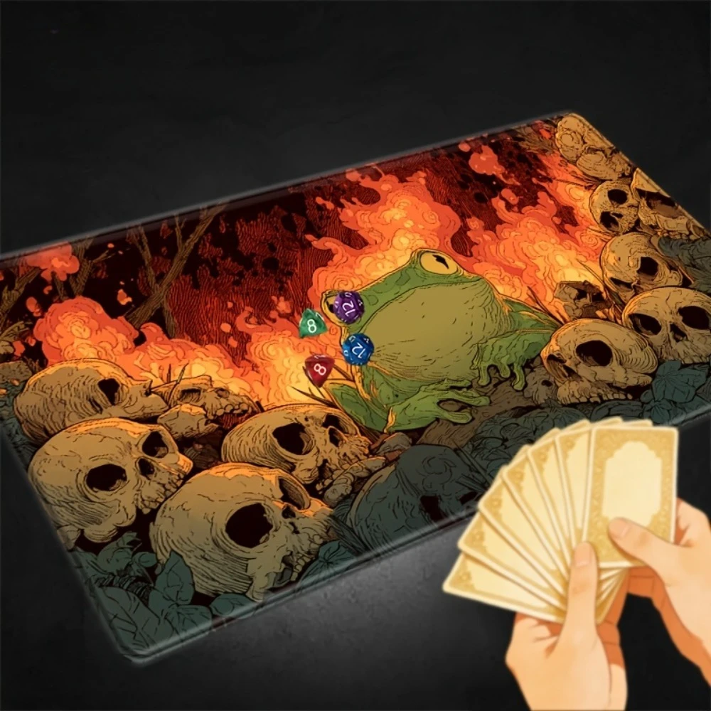 Mysterious Frog Flame Skeleton / TCG Game Pad - Anti-slip and washable card deck gathering / game conversation