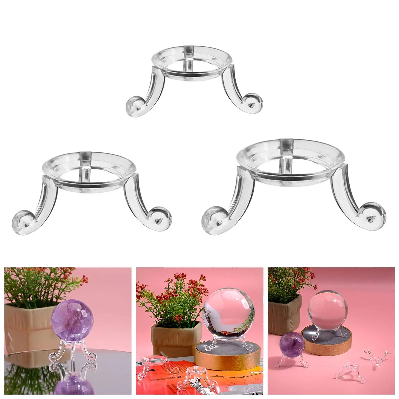Multifunctional Acrylic Display Stand Triangular Structure Ball Holder for Golf Tennis Baseball Display