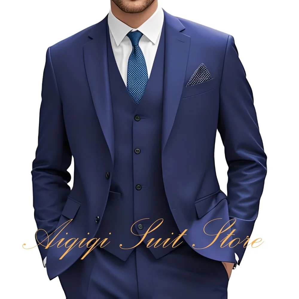 

Мужской костюм из трех предметов, приталенный смокинг для свадьбы, выпускного вечера, деловые костюмы, пиджак, жилет, брюки, комплект, мужские костюмы