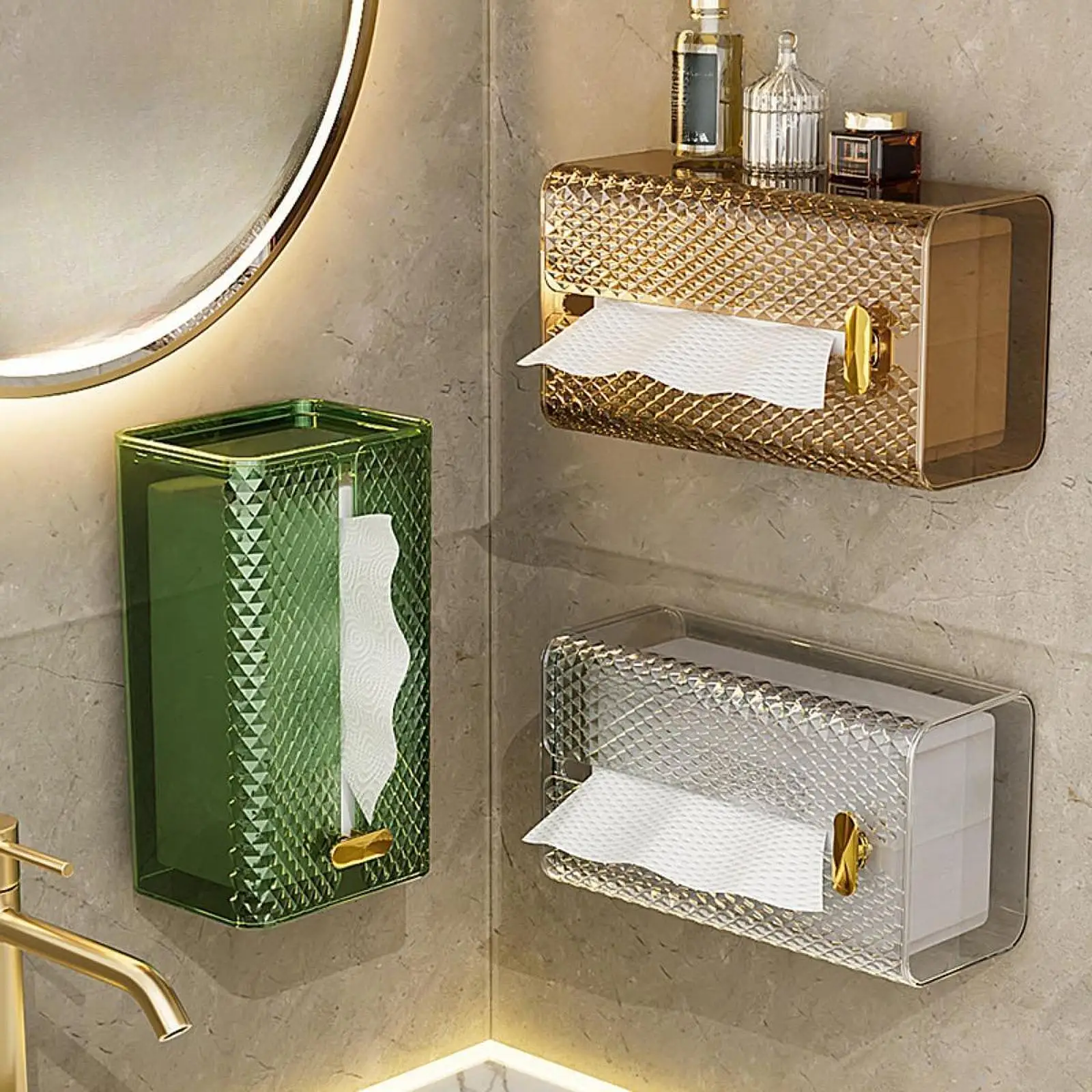 Tissue Box Holder Paper Towel Holder Wall Mounted Multipurpose Decorative Tissue Box Tissue Storage Box for Washroom Bedroom