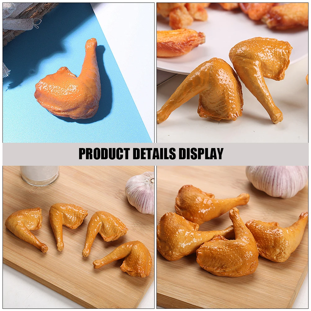 

4pcs Cooked Duck Leg Props Lifelike Fake Food For Prank Display Household Decors Plastic Artificial Duck Legs Simulation Food