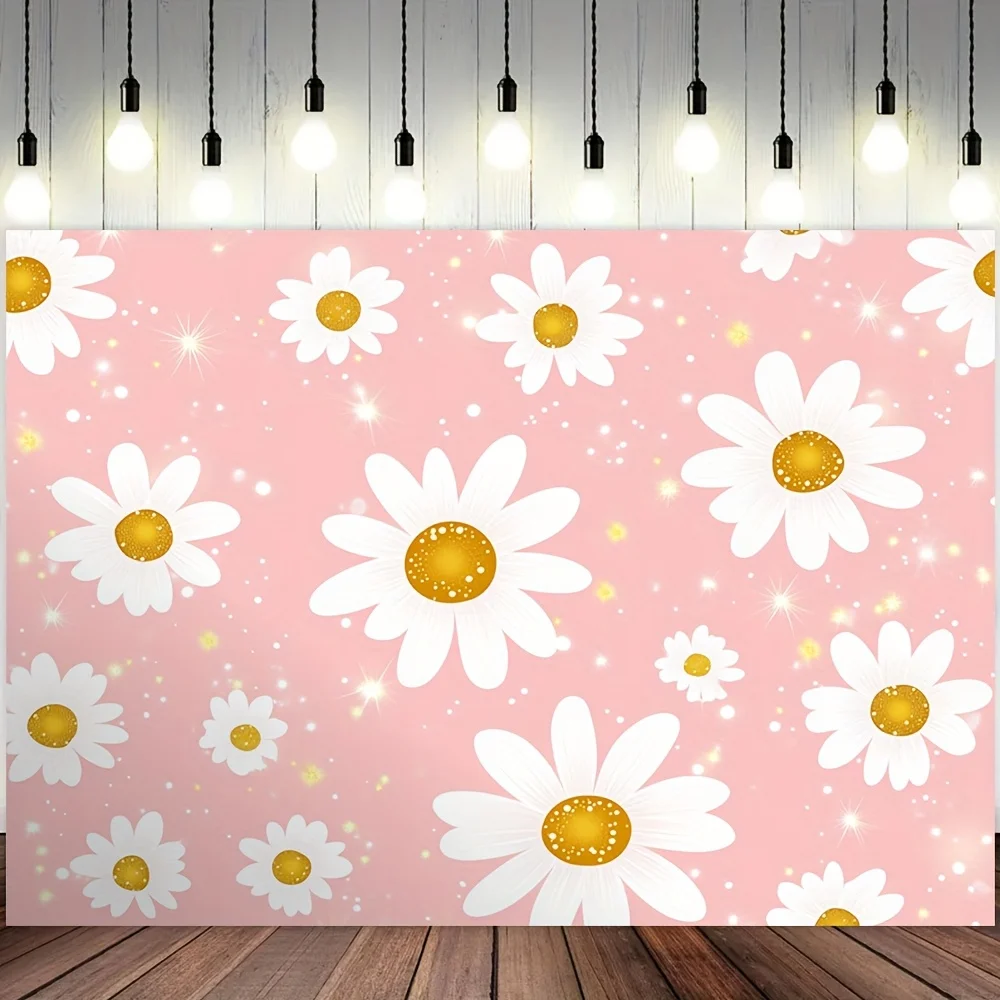 1-teiliger Tinte-Gänseblümchen-Blumenhintergrund für Geburtstagsfeiern, Innen- und Außenveranstaltungen, Terrassen, Familien- und Gartenfeiern.
