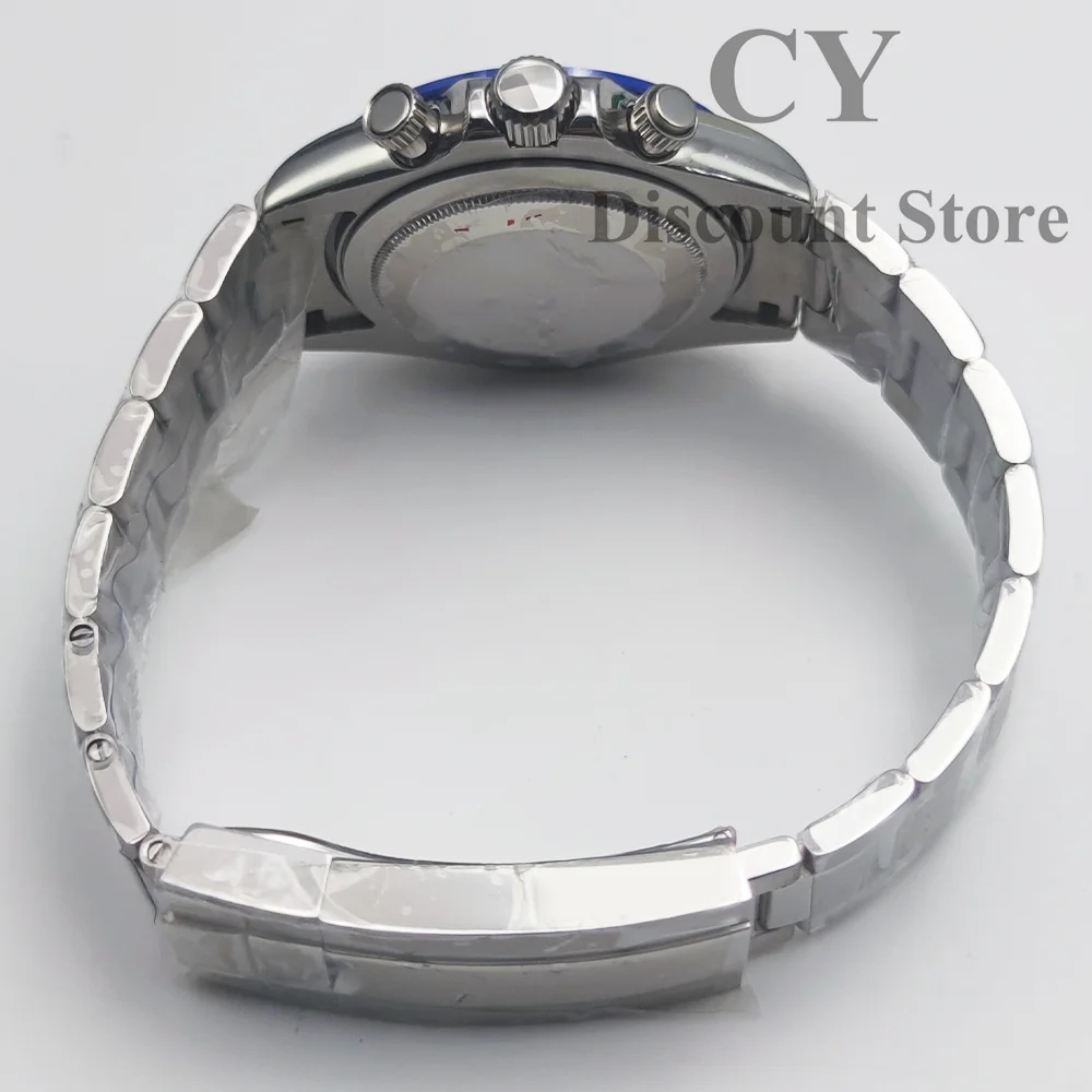 VK63 Watch Case 40mm Stainless steel Silvery Sapphire Quartz Watch Case Brown Blue Green White Bezel Fit VK63 VK64 Movement