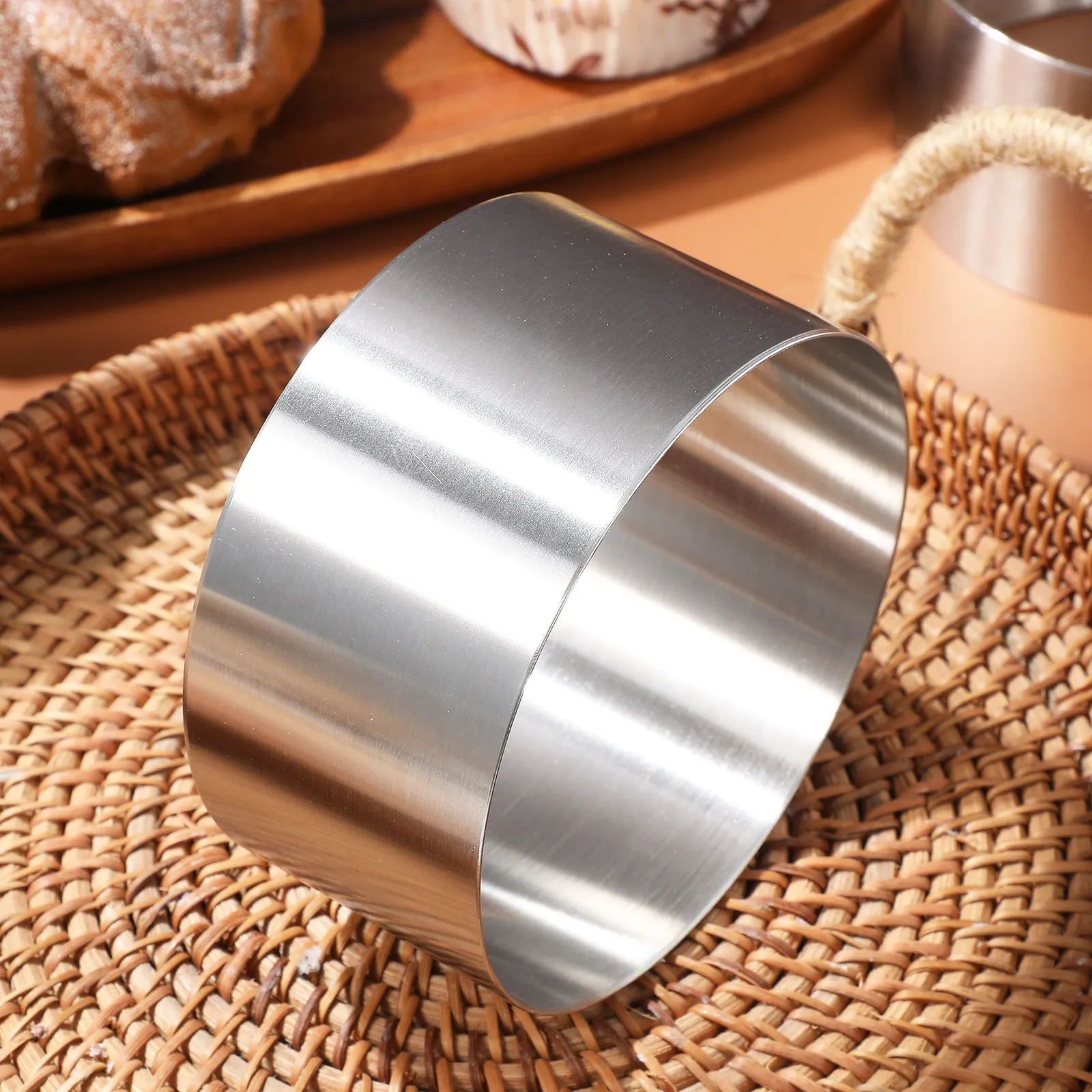 

4Pcs Anti Rust Stainless Steel Round Baking Molds for Cake Mousse Cookie Pastry DIY Kitchen Tools Home Baking Accessories Mousse