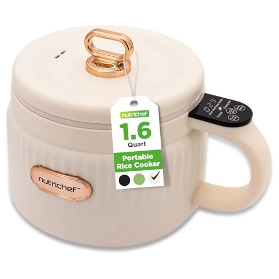 

1.6 QT Portable Electric Rice Cooker and Lunch Maker Multi-Functional and Non-Stick Ceramic Coating Digital Control Panel 6 Coo