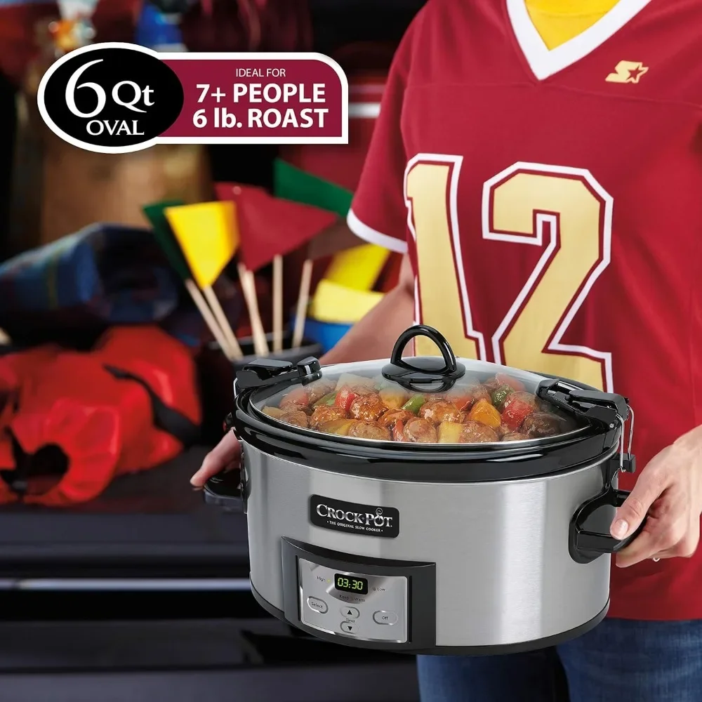 6 Quart Cook & Carry Programmable Slow Cooker with Digital Timer, Stainless Steel (CPSCVC60LL-S), pack of 1