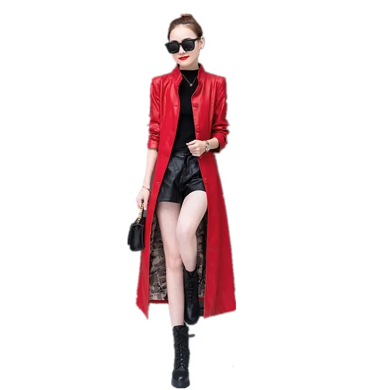 2024 y2k top Women\'s Compound sheepskin coat lady PU leather and fur long New outerwear jacket trench coat rarf official store