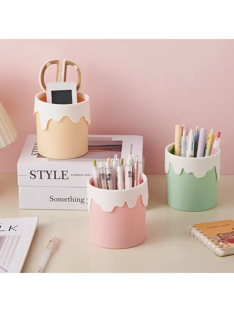 Kawaii – porte-stylo crème glacée, support de rangement pour brosses cosmétiques, boîte de rangement pour papeterie de bureau, fournitures scolaires et de bureau