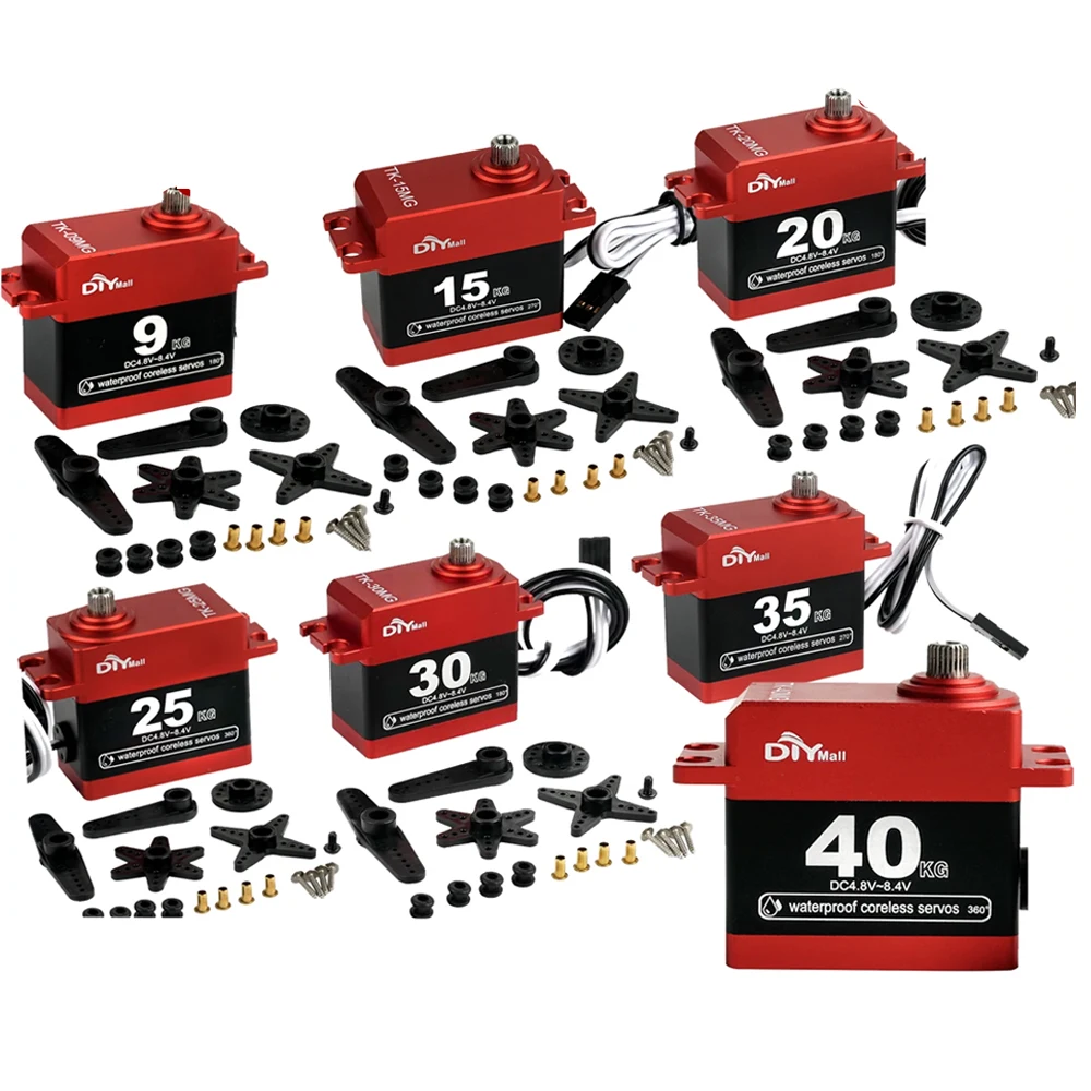 

40kg/35kg/30kg/25kg/20kg/15kg/9kg Digital Servo 8.4V All-metal Housing High Torque Coreless Motor Metal Geared 180°/270°/360°