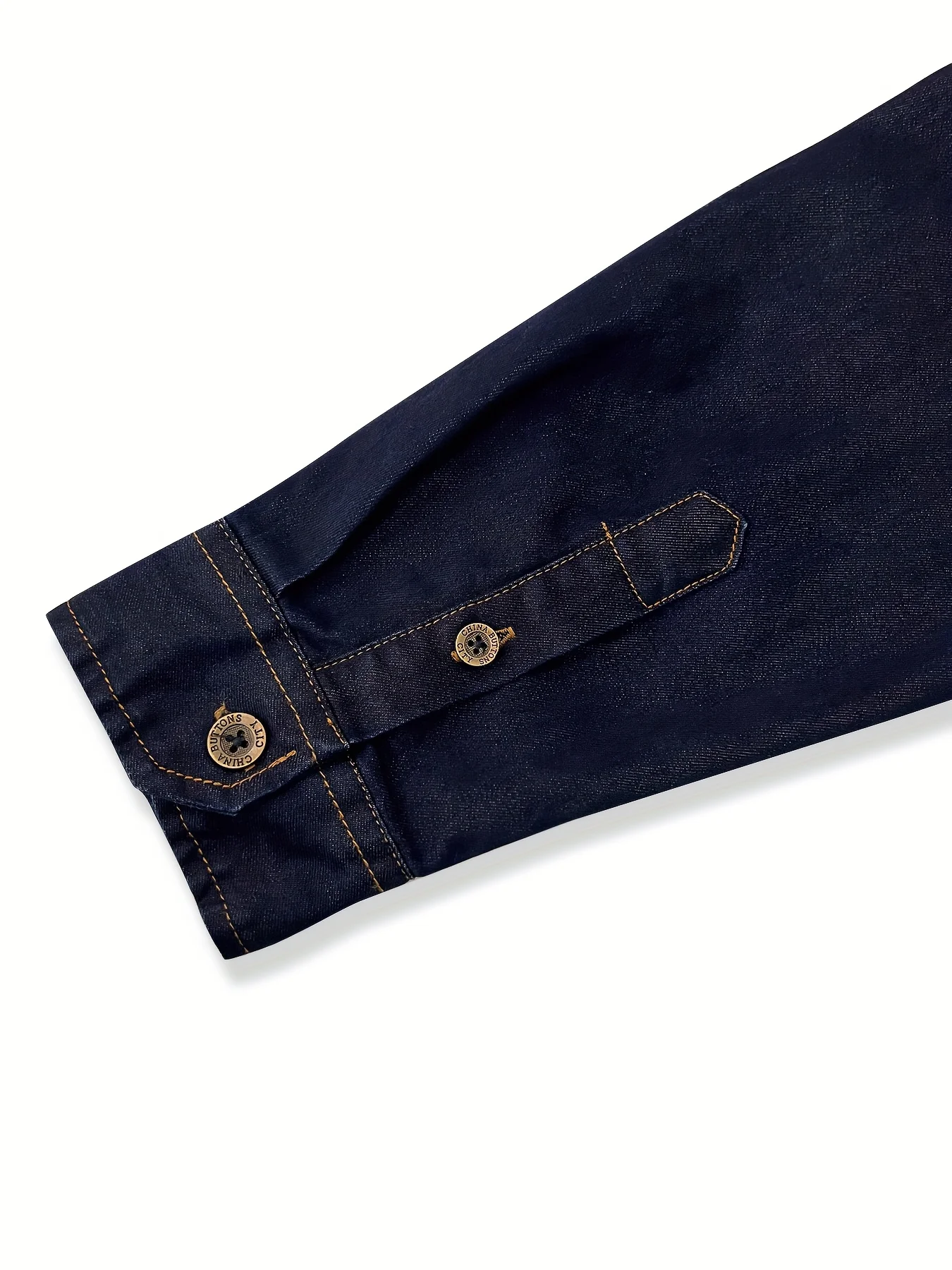 Men's long-sleeved denim shirt, new style top, tough guy workwear style. Men's denim shirt with double chest pockets, designed f