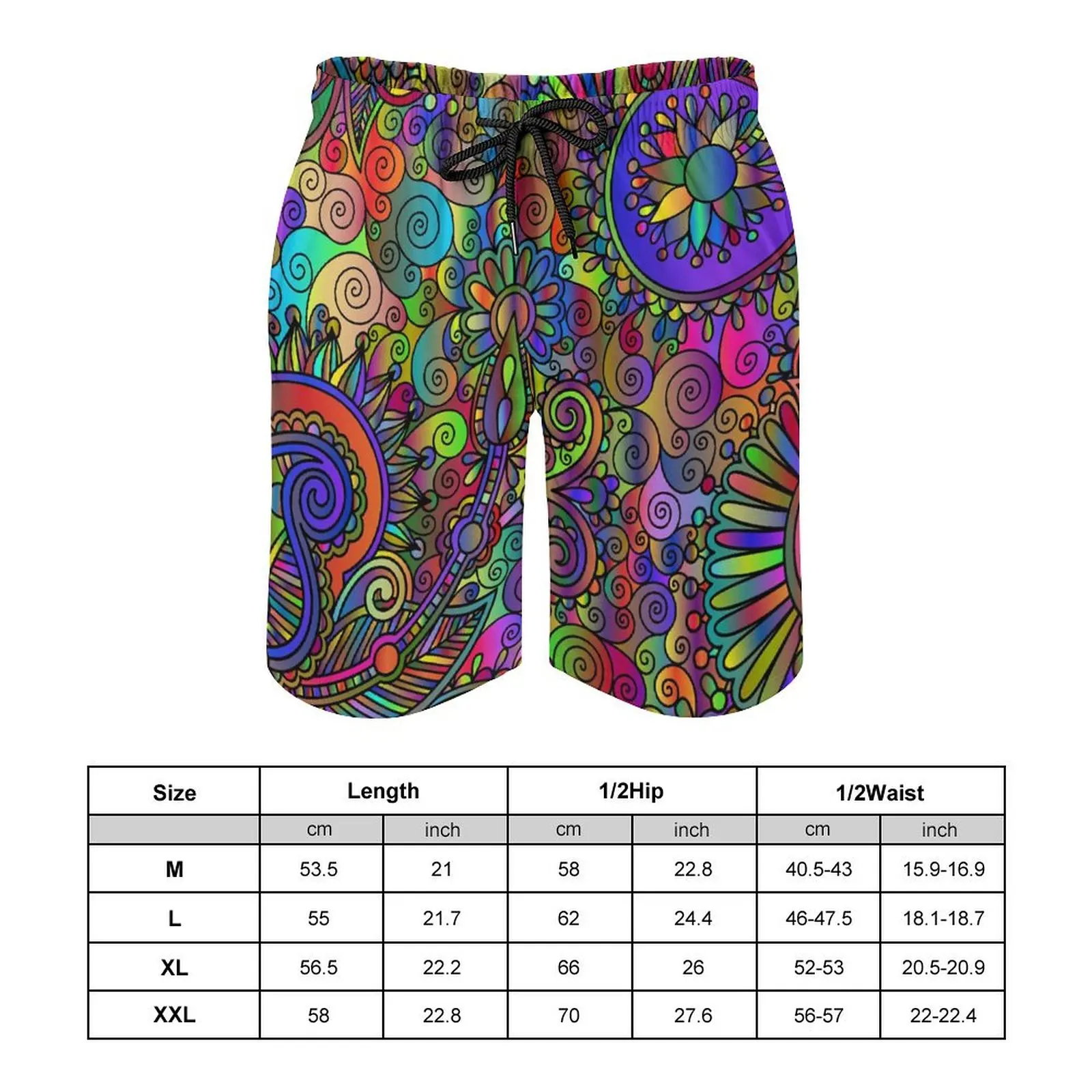 Summer Fashion Men/Women Loose Casual Large Size Abstract Painting Print Can Be Worn On The Beach Shorts Five Quarter Pants