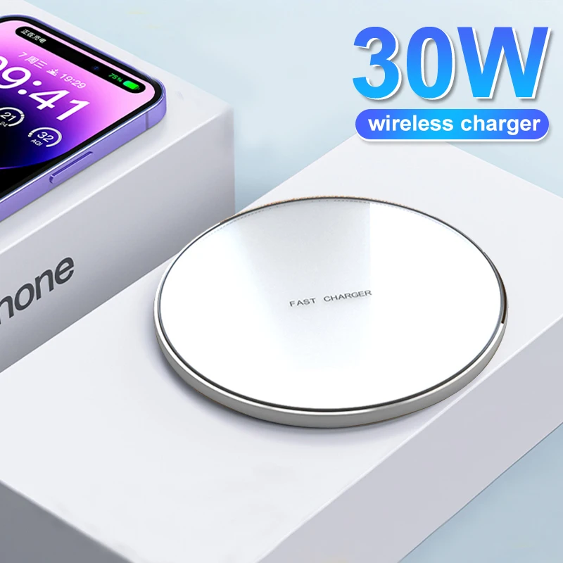 30W USB Fast Wireless Charger For iPhone 14 13 12 11 Pro MAX Charger For Samsung S23 Ultra Xiaomi Wireless Charging Accessories