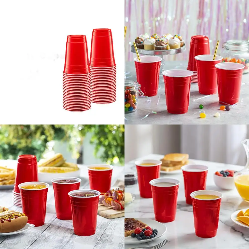 

18 oz. Red Plastic Cups - Disposable for Parties, Events, and Daily Use