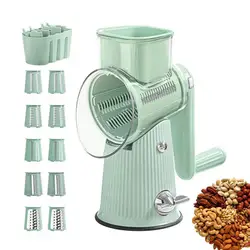 5 In 1 Rotary Cheese Grater With Handle Manual Vegetable Graters Shredder Slicer Nuts Grinder With Strong Suction Base