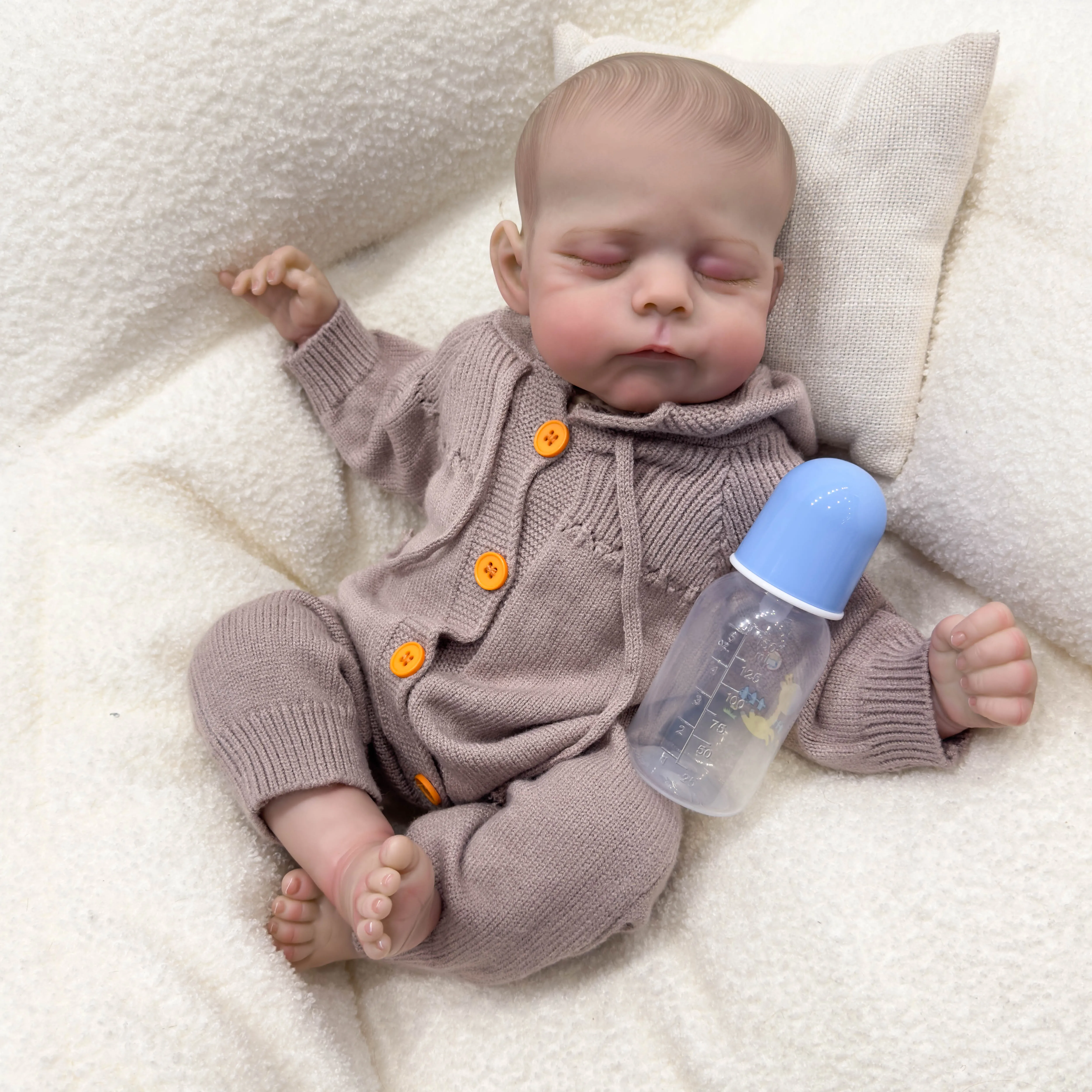 

19inch Eric Newborn Baby Soft Body Reborn Doll Lifelike Soft Touch Cuddly Baby Multiple Layers Painting 3D Skin