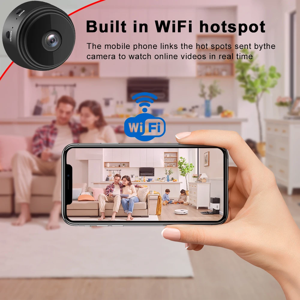 Mini Câmera IP sem fio, Micro Filmadoras, Versão Noturna, Vídeo de Voz, Vigilância de Segurança, Câmeras WiFi, Casa Inteligente, A9, HD 1080P