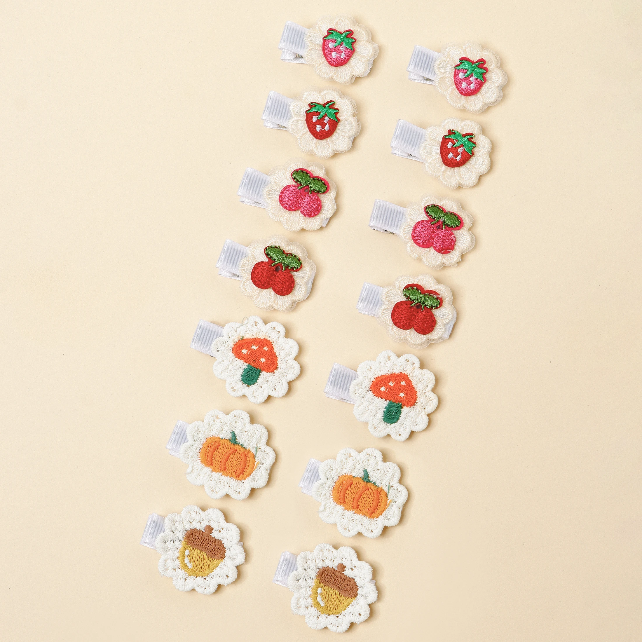 14 stücke Stickerei Kleine Gänseblümchen Pferdeschwanz Dekor Haarnadel Für Mädchen Baby Bang Decor Mini Haar Zubehör Kind Frische Haar Clip barrettes – Detail 2