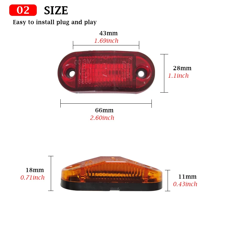 10PCS Truck Lorry Trailer Side Marker Indicators Light 6 SMD 12V 24V Signal Lights LED Clearance Lamp For Scania Truck Accessory