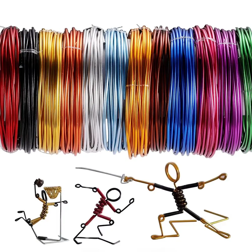 Alambre de aluminio redondo anodizado de 0,6-3mm, 2-10 metros, alambre de metal de aluminio pintado versátil para accesorios de fabricación de joyas DIY