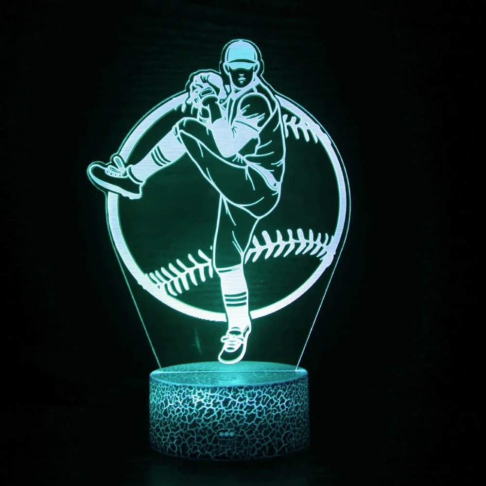 

Nighdn Baseballer Figure Night Light for Kids Room Acrylic 3D Illusion Lamp LED Nightlight Gifts for Boys Girls Baseball Lover