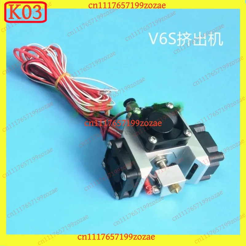 k03 1set Improved V6 Hexagon Hotend Extruder High Thermal Dissipation with 3pcs 3010 Fans for 3D Printer Accessories