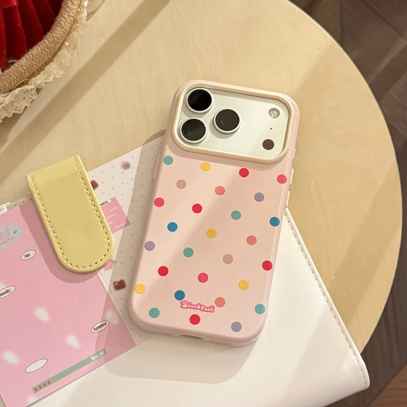Fashion Dopamine Macaron Print Double Layer Soft TPU Shockproof Anti-drop Portable Protective Cover Case for iPhone 17 Pro Max