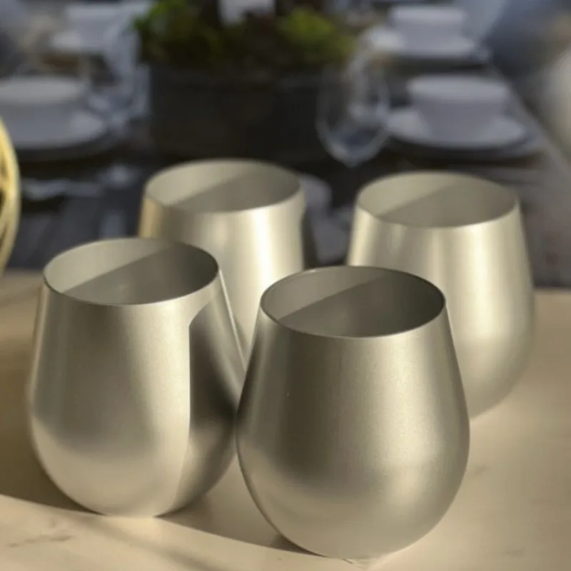 

4Pcs 18oz Unbreakable Wine Glasses Metallic Silver Acrylic Plastic Red White Wine Cups Party Home Bar Wedding Drinkware