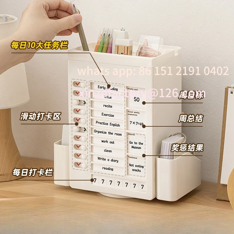 

Customizable Pages Can Be Checked in, Desktop Storage Pen Holder, Rotating Learning and Office Desktop Storage Box