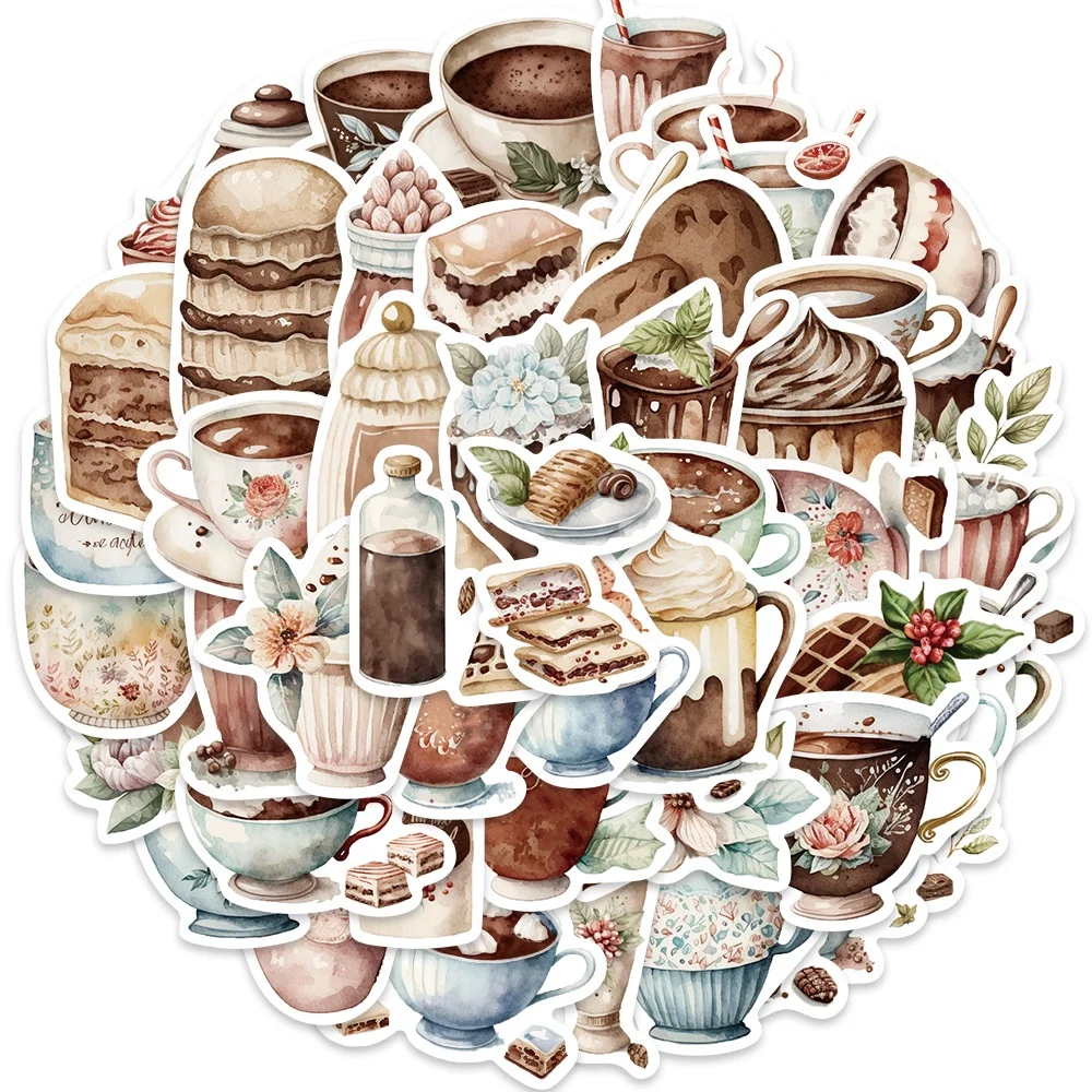 50PCS Kaffee Nachmittagstee Wasserdichte Dekorative Graffiti Aufkleber für Helm Federmäppchen Aufkleber BulingBulingStickers Store