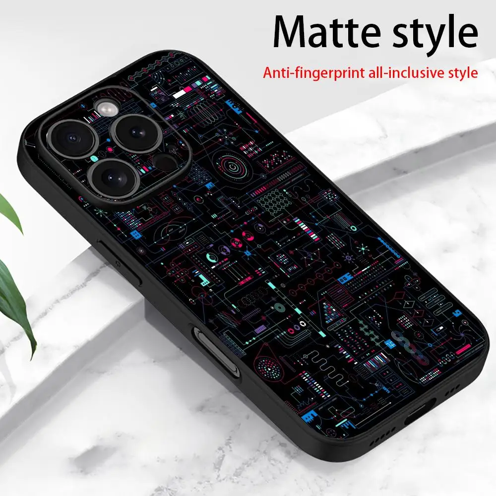 

Circuit board phone case suitable for iPhone 16 15 14 13 12 11 Pro/ Max /Plus all-inclusive matte soft case anti-fall