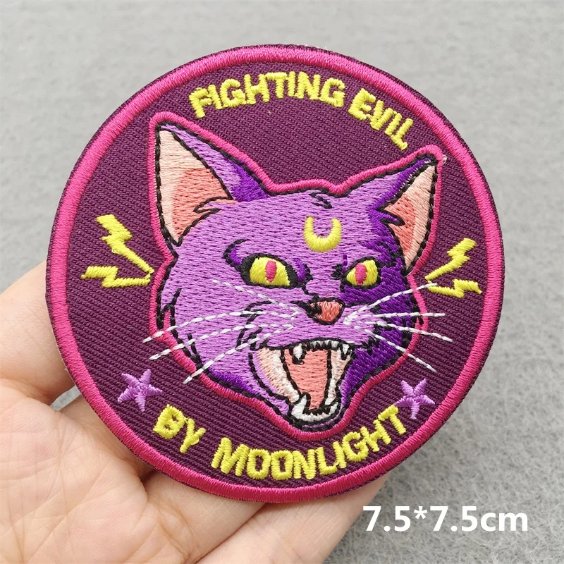 Funny Cartoon Cat Embroidered Patches For Clothing Stickers Animal Patch Iron On Patches On Clothes DIY Sewing Applique Badge