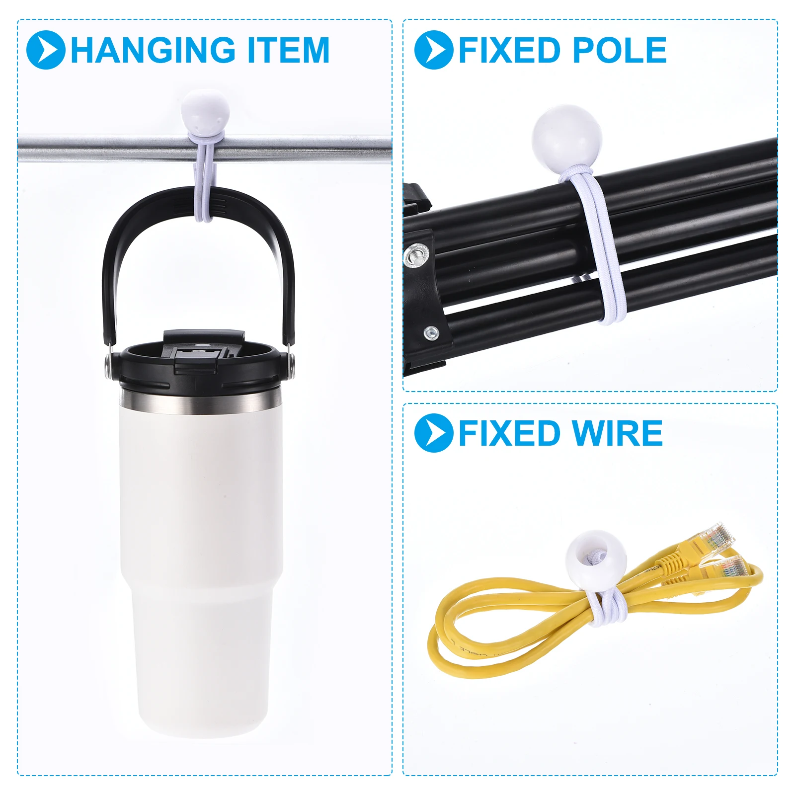 50/100pcs Tarp Ball Bungee Cord Bungee Cords with Balls Canopy Tarp Tie Downs Cords Elastic String for Outdoor Camping Cargo