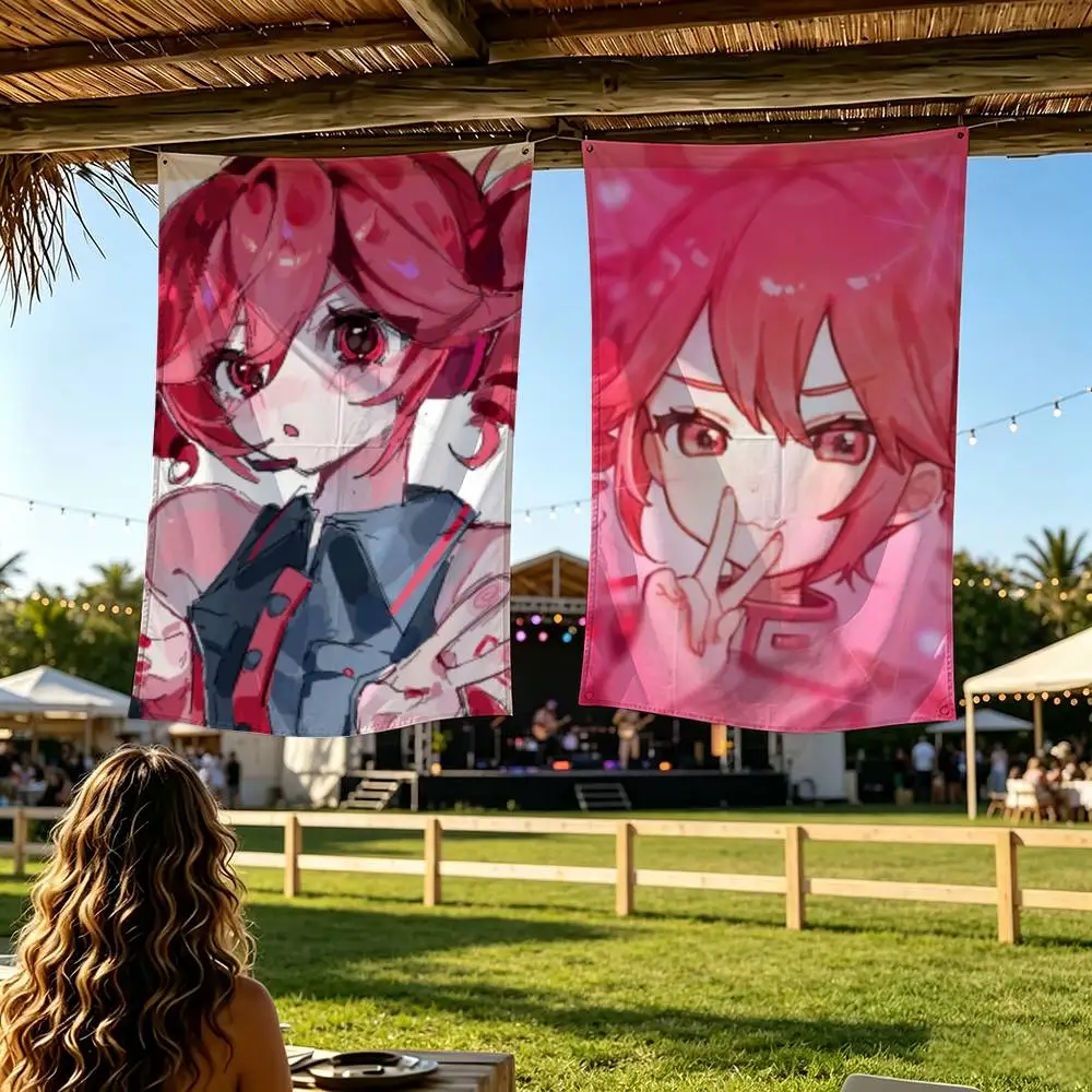 Cute Girl K-Kasane T-Teto Flag Digital Printing Banner for Garage Wall Out Door Decoration