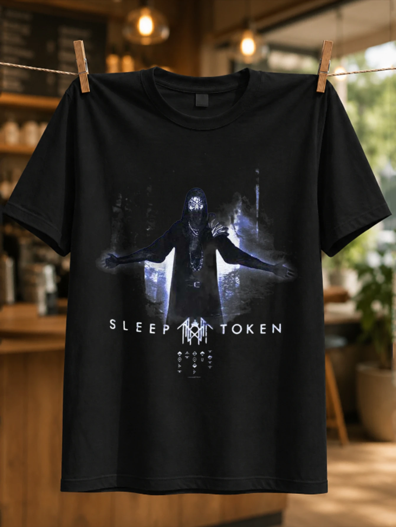 Sp Token ed figure with outstretched arms blue smoke and glowing forest shadows atmospheric dark  Unisex All T-Shirt