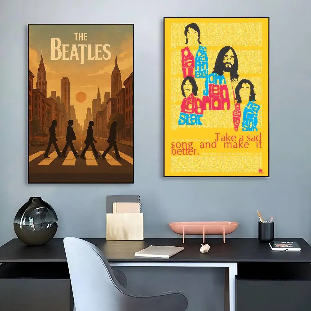 Band Singer The B-Beatles   DIY Sticky Poster Fancy Wall Sticker for Living Room Bar Decoration Wall Decor