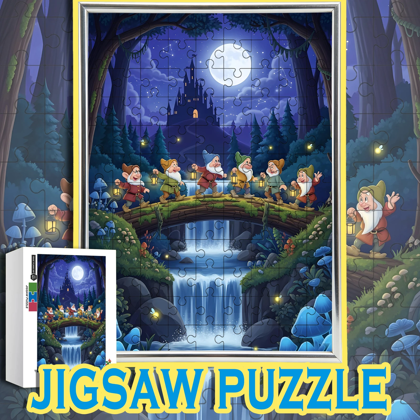 

Magical Forest Seven Dwarfs Moon Castle Full Character Scene Jigsaw Puzzle 108/200/300/500/1000pcs